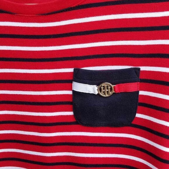 Like New Tommy Hilfiger Red Black white Striped Knit Cotton Dress size Medium - Picture 9 of 10